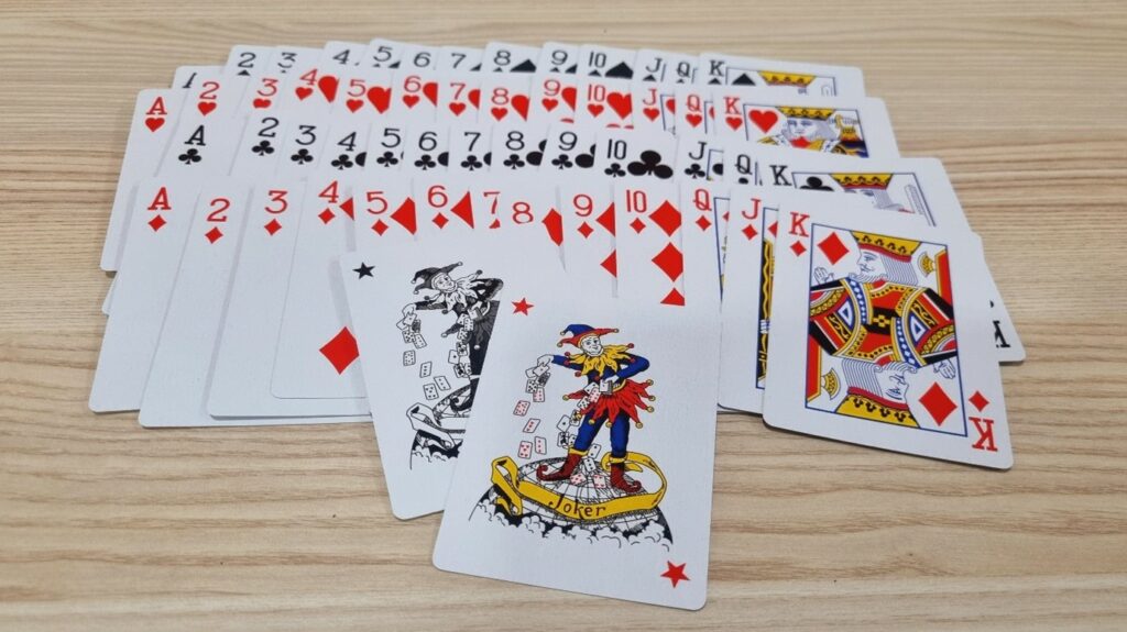 A regular 52 playing cards with joker 54