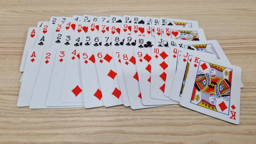 A regular 52 playing cards without joker 