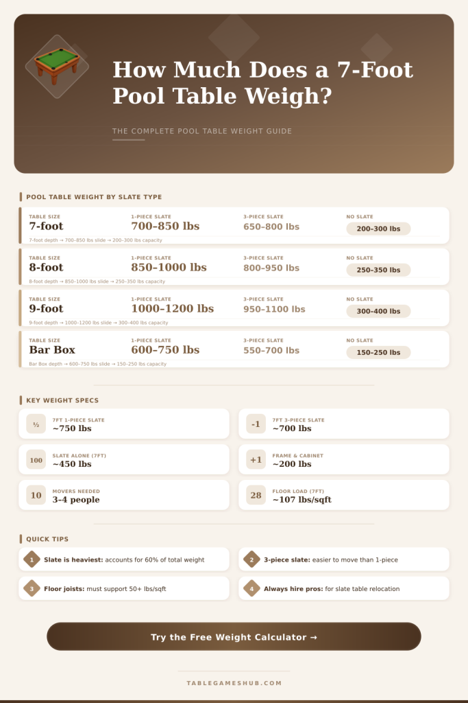 7-Foot Pool Table Weight Calculator – Get Exact Specs