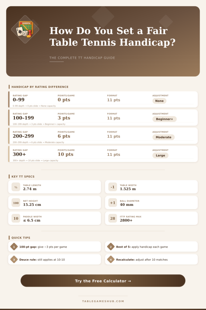 Table Tennis Handicap Calculator: Fair Match Setup