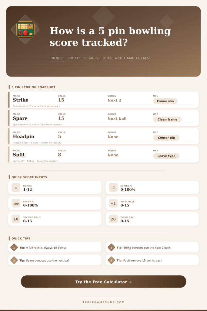 5 Pin Bowling Score Calculator for Full Game Totals