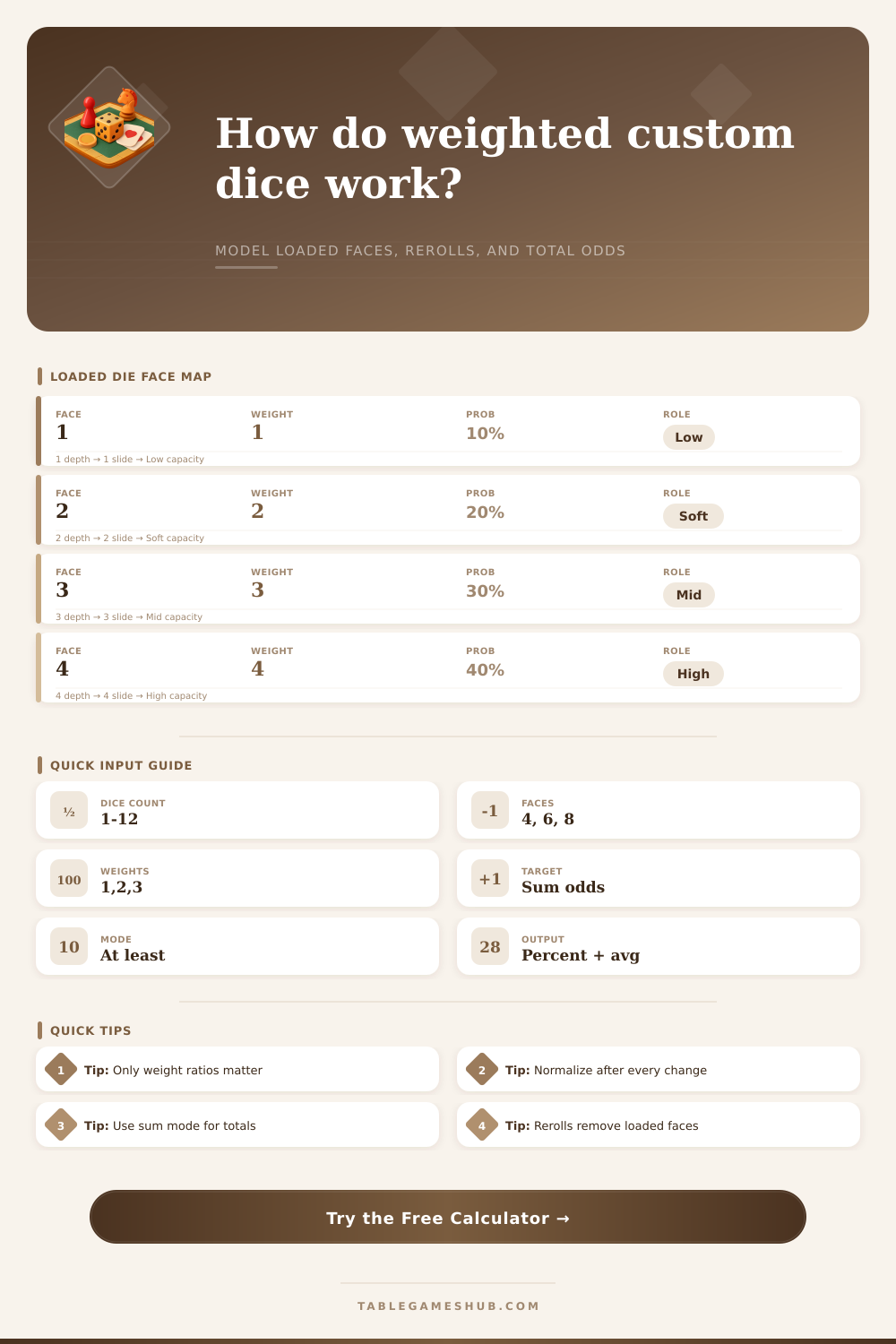 Custom Dice Probability Calculator for Loaded Dice