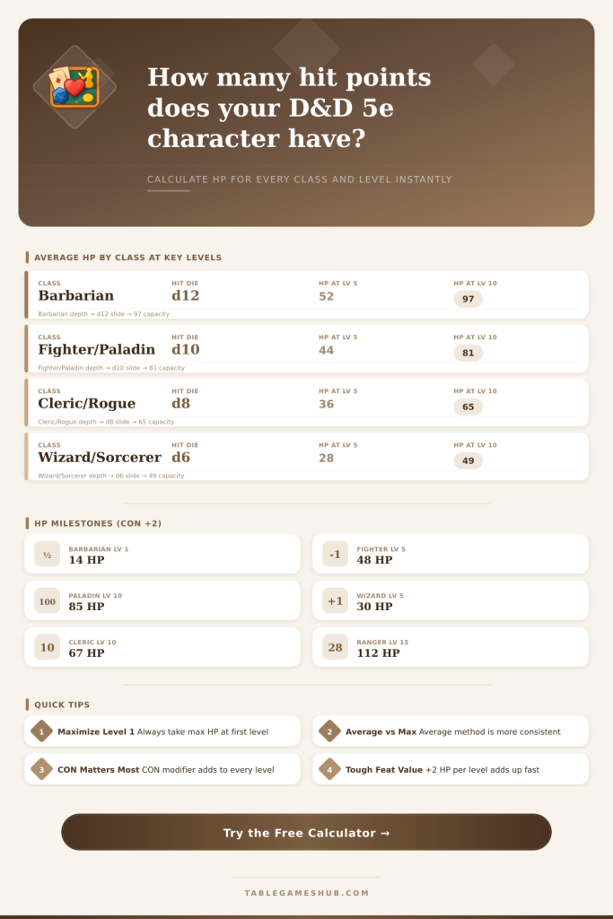 D&D 5e Hit Point Calculator