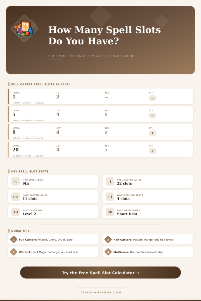 D&D 5e Spell Slot Calculator 2024 – Track Every Class