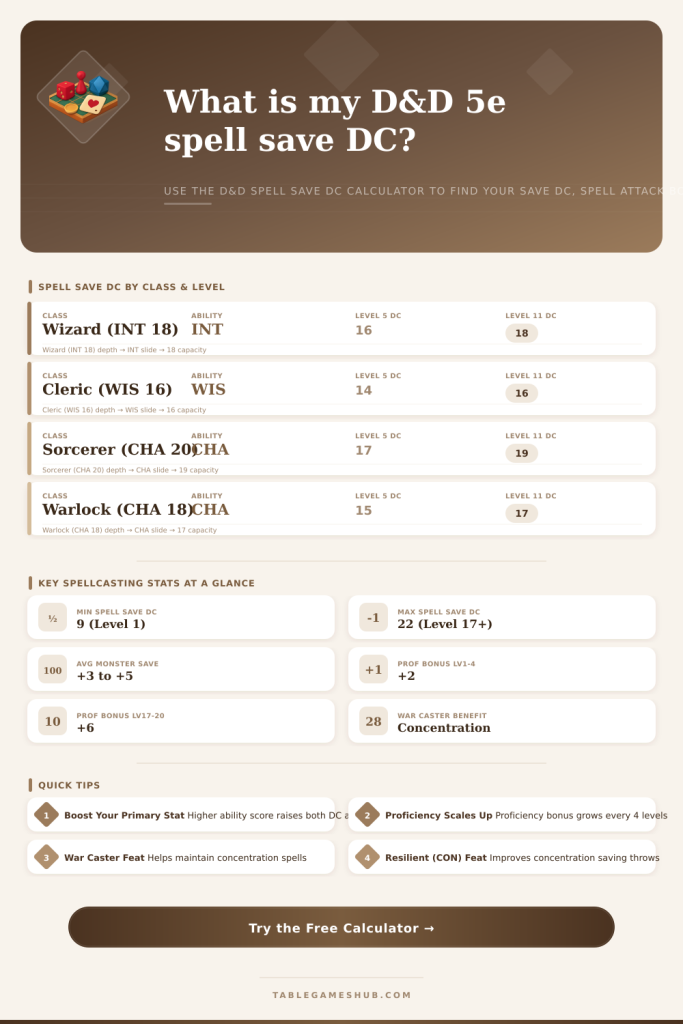 D&D Spell Save DC Calculator – 5e Spellcasting Guide
