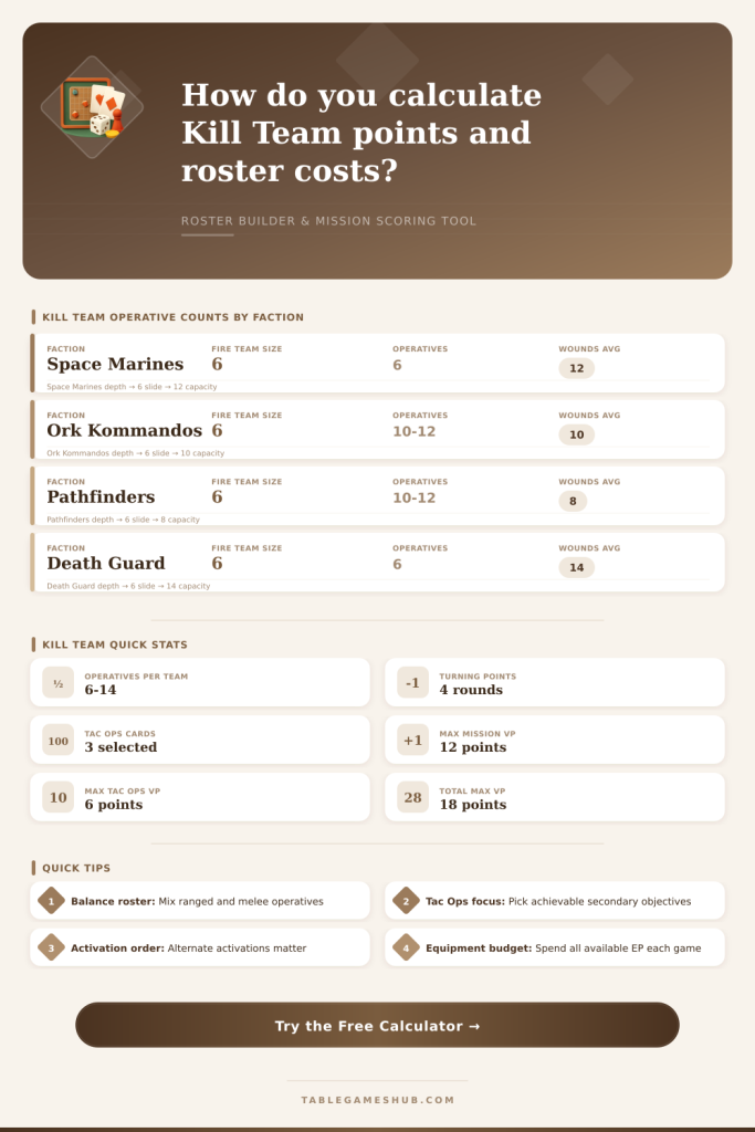 Kill Team Points Calculator: Roster & Mission Scoring