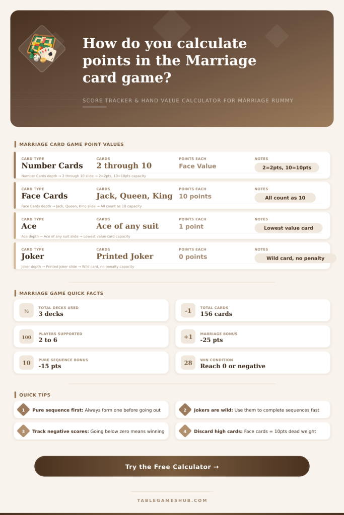 Marriage Card Game Calculator: Score Tracker & Hand Value Tool