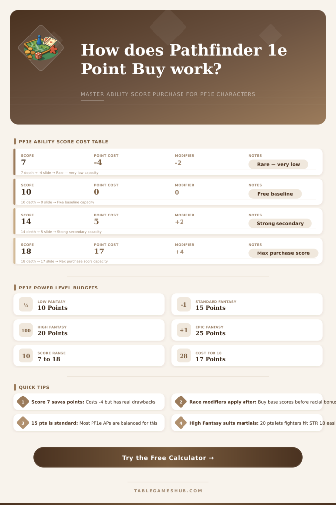 Pathfinder 1e Point Buy Calculator