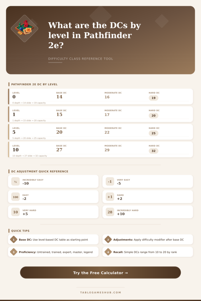 Pathfinder 2e Difficulty Calculator: DC by Level