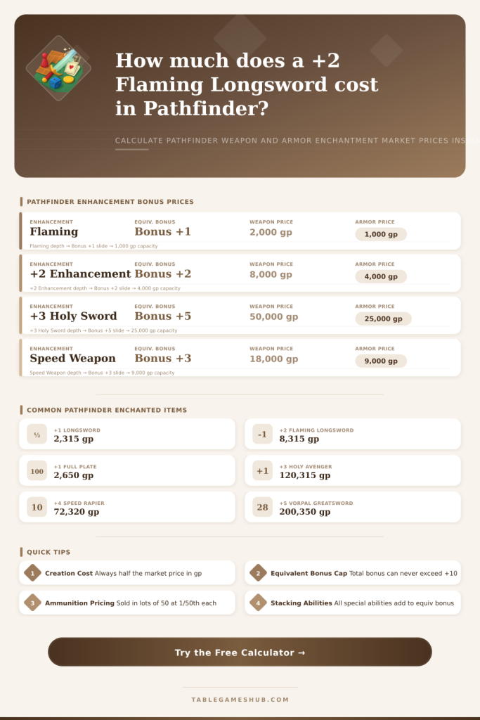 Pathfinder Weapon Enchantment Calculator