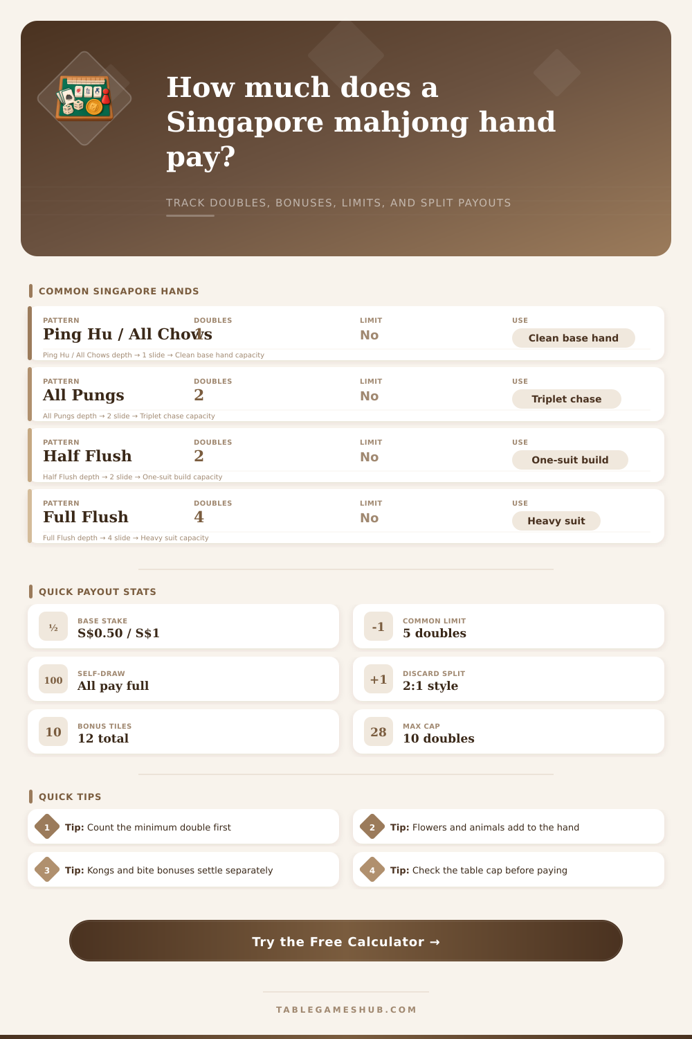 Singapore Mahjong Payout Calculator