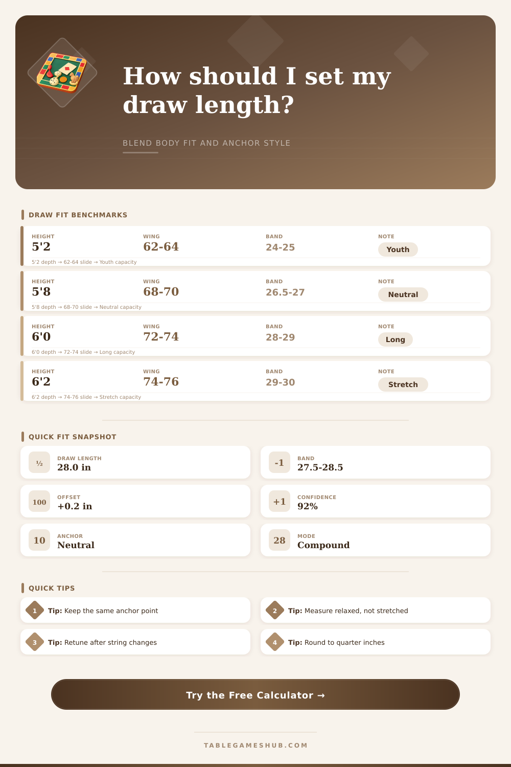 Archery Draw Length Calculator for Anchor Fit