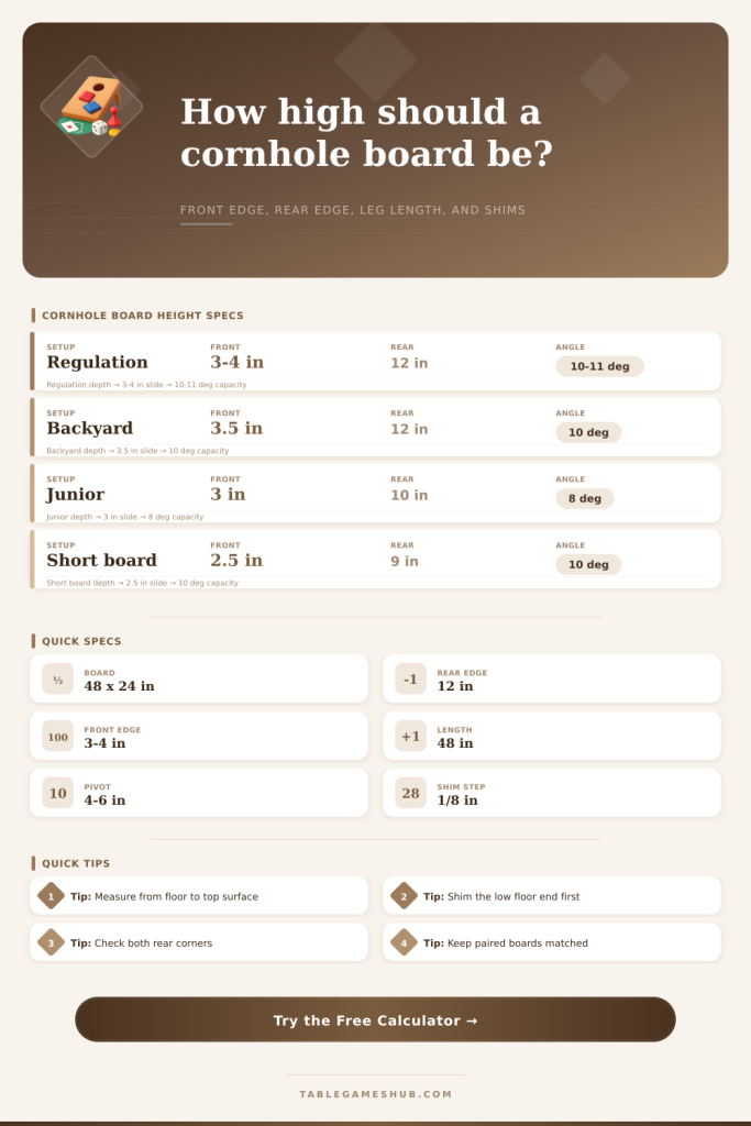 Cornhole Board Height Calculator for Setup