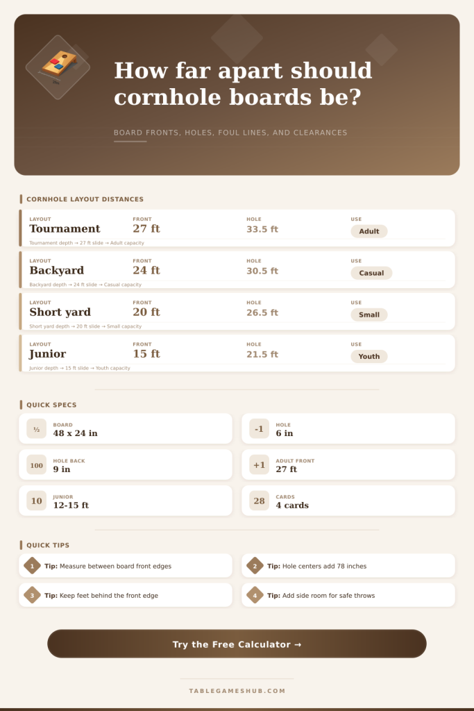 Cornhole Distance Calculator for Court Layouts