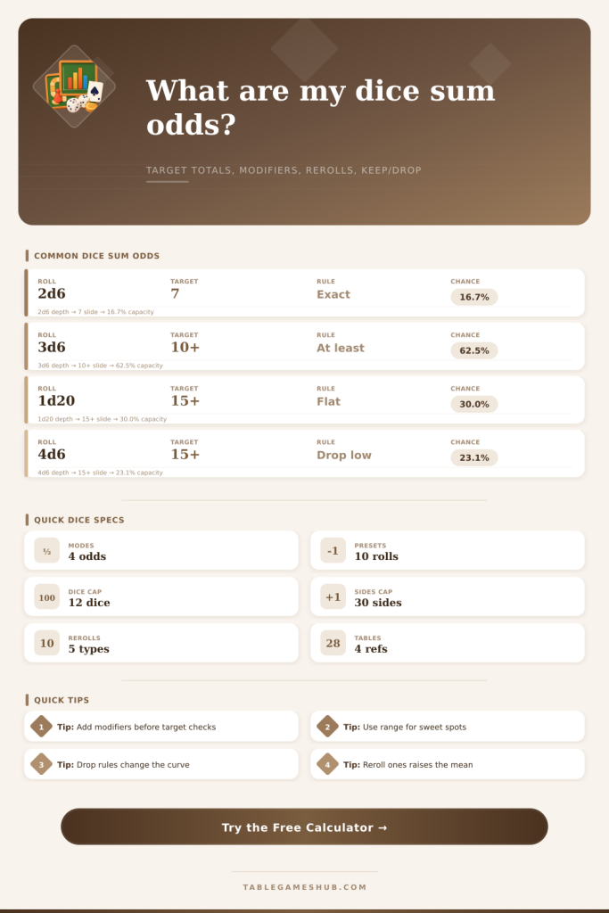 Dice Sum Probability Calculator for Table Games