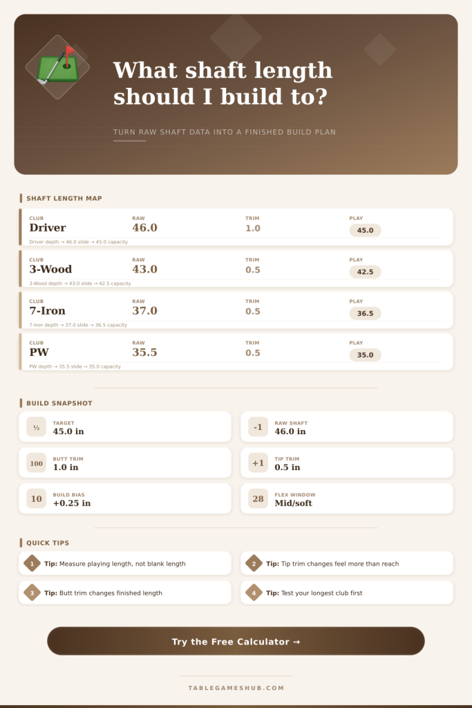 Golf Club Shaft Length Calculator for Trim Plans