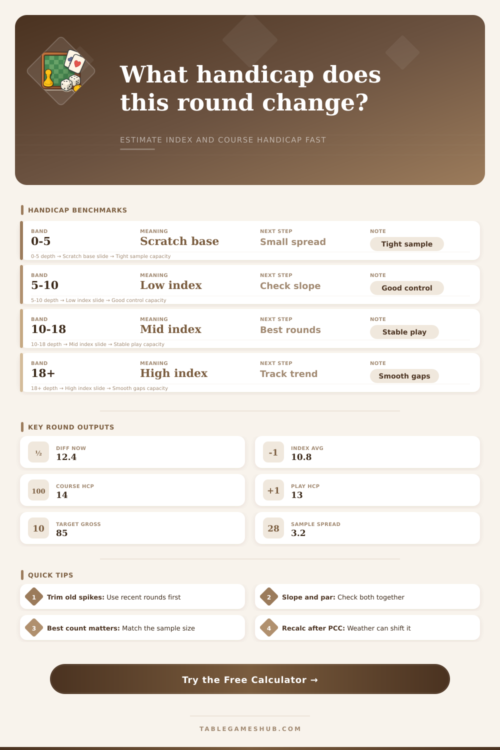 Golf Handicap Calculator for Live Index Estimates