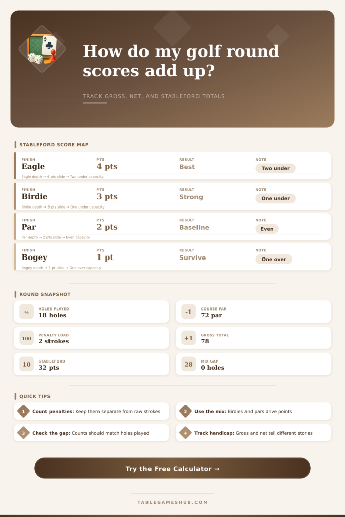 Golf Score Calculator for Gross, Net, and Stableford