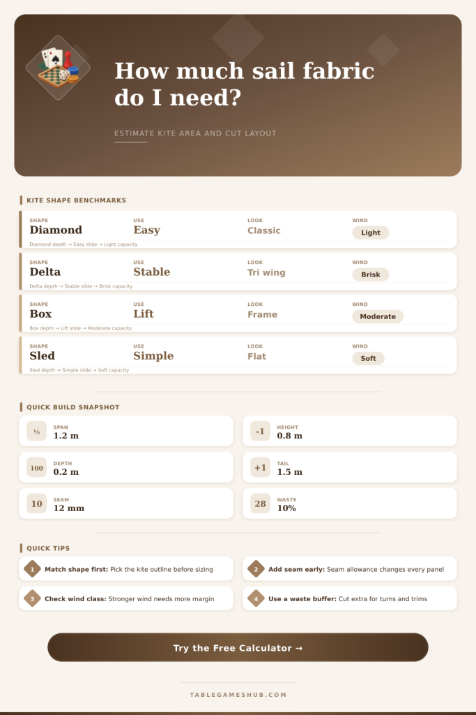 Kite Area Calculator for Sail Fabric Layout