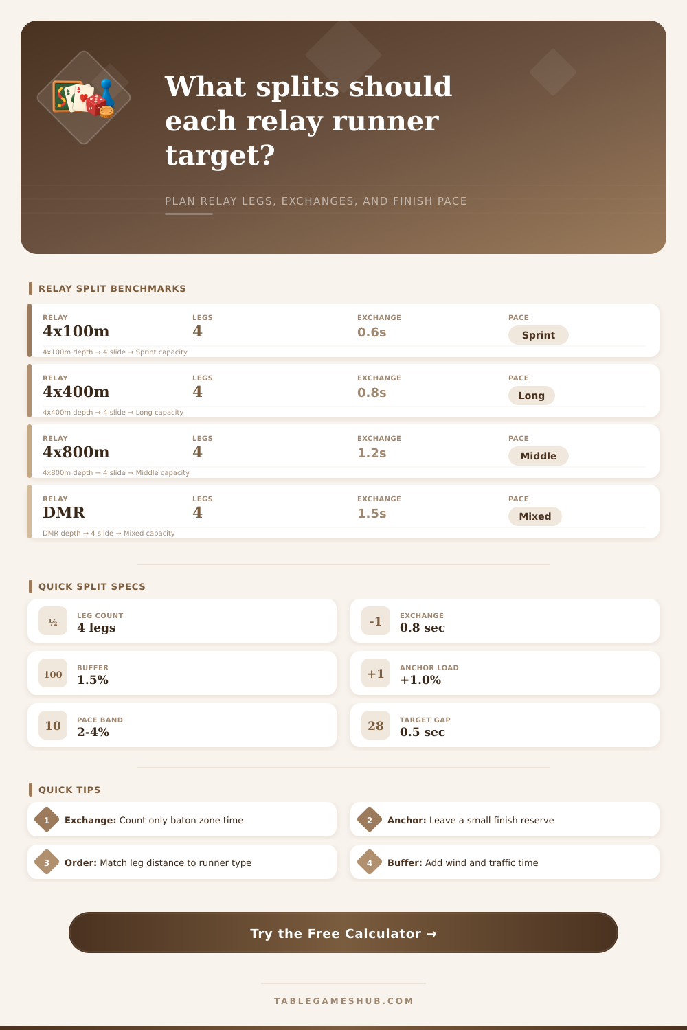 Relay Race Split Calculator for Team Pacing