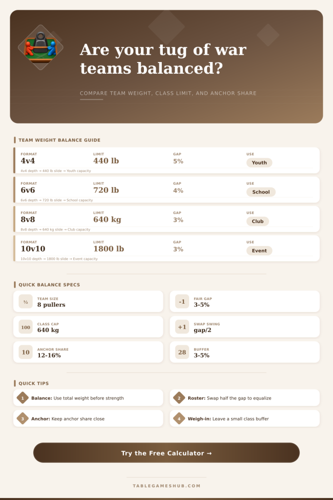 Tug of War Team Weight Calculator