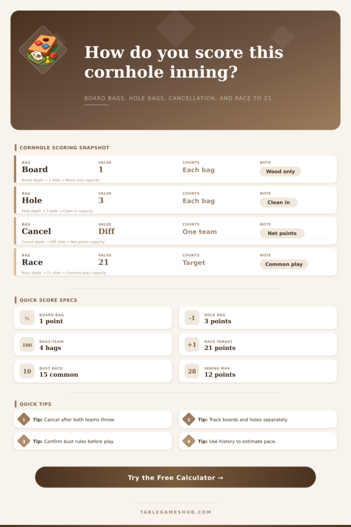 Cornhole Score Calculator for Inning Scoring