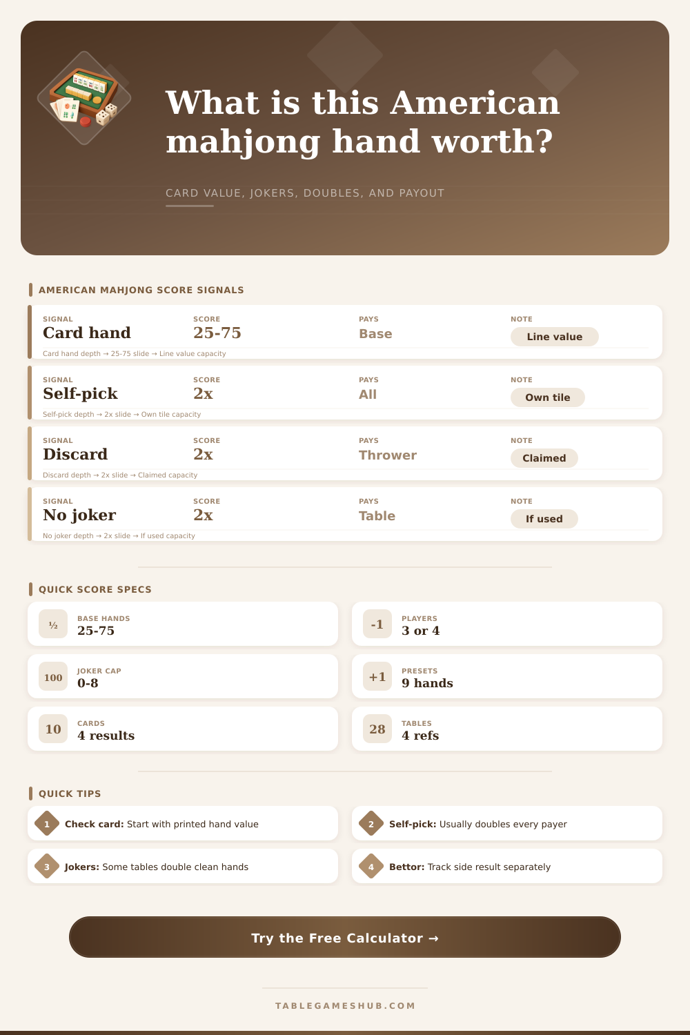 American Mahjong Score Calculator