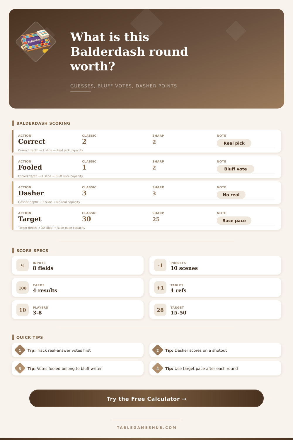 Balderdash Score Calculator